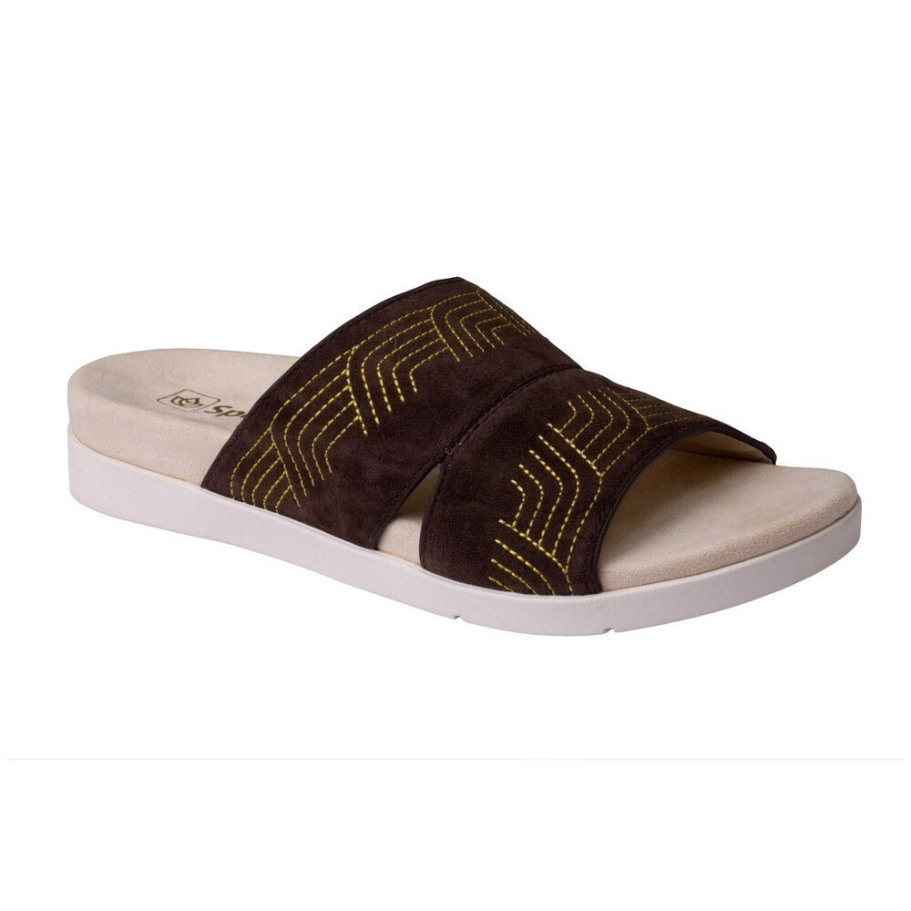 Spenco Twilight Ellie Sandals Womens US 7.5 Brown Leather Open Toe Slide GAL2110